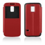 Etui slim folio view articul� rouge stand pour samsung galaxy s5 mini sm - g800
