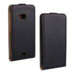 Etui slim luxy cuir noir pour lumia 535 rabat vertical magn�tique