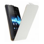 Etui slim a rabat blanc xperia t avec film protecteur