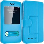 Etui smartphones : longueur entre 145 mm et 151 mm et double fen�tre - turquoise