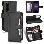 Etui pour sony xperia 1 iv magntique pu cuir flip couverture en cuir titulaire de la carte portefeuille ...