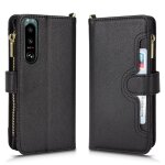 Etui pour sony xperia 5 ? portefeuille a fermeture eclair magntique pu cuir flip titulaire de la carte ...