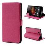 Etui sony xperia z - housse portefeuille support vid�o nervur� rose