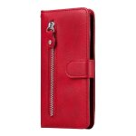Etui pour vivo y02s housse de protection supports de fente pour carte fermeture eclair cuir - rouge