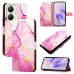 Etui pour vivo y27 4g 2023 portefeuille bicelle motif de marbre cuir pu - rose rouge