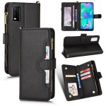 Etui pour vivo y3s 2021 portefeuille a fermeture eclair titulaire de la carte couverture en cuir magntique ...