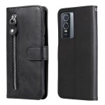 Etui pour vivo y76s fermeture eclair cuir supports de fente pour carte housse de protection - noir