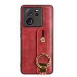 Etui pour xiaomi 13t / 13t pro sangle de poignet cuir pu premium commodit compatibilit - rouge