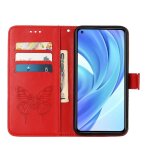 Etui pour xiaomi mi 11 lite magntique gaufrage papillon cuir premium couverture rabattable - rouge