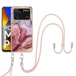 Etui pour xiaomi poco m4 pro 4g pare - chocs en tpu souple marbre couverture lani�re a bandage d�tachable ...