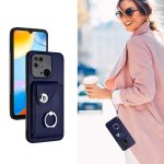 Etui pour xiaomi redmi 10c cuir sangle a main supports de fente pour carte housse de protection - bleu ...