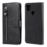 Etui pour xiaomi redmi 9c cuir housse de protection fermeture eclair supports de fente pour carte - noir ...
