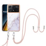 Etui pour xiaomi redmi k70e marbre lani�re a corps crois� pare - chocs anti - scratch doux - blanc