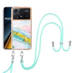 Etui pour xiaomi redmi k70e marbre lanire a corps crois pare - chocs anti - scratch doux - blanc vert ...