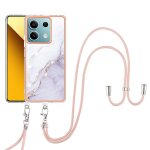 Etui pour xiaomi redmi note 13 5g marbre lani�re a corps crois� pare - chocs anti - scratch doux - blanc ...