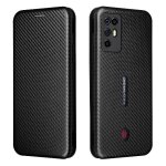 Etui pour zte nubia rouge magie 6r coque en cuir folio flip protection compl�te fibre de carbone magn�tique ...