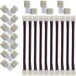 Fil sans soudure led rvb, 4 broches 10mm large bande a bande, connecteur sans soudure a angle droit en ...