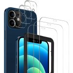 Film tremp� iphone 12 + protecteur d'objectif, [3 pi�ces] sans bulles installation facile duret� 9h protecteur ...