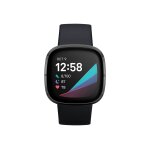 Fitbit sense - acier inoxydable graphite - montre connecte avec bracelet - silicone - carbone - taille ...