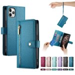Flip etui pour iphone 11 pro max sangle de poignet b�quille fentes multifonctionnelles pour cartes compartimen ...
