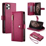 Flip etui pour iphone 11 pro max sangle de poignet b�quille fentes multifonctionnelles pour cartes compartimen ...