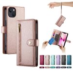 Flip etui pour iphone 13 b�quille fentes multifonctionnelles pour cartes compartiment portefeuille sangle ...