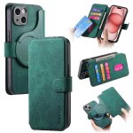 Flip etui pour iphone 15 support de carte mat�riau de blindage magn�tique r�tro portefeuille - vert