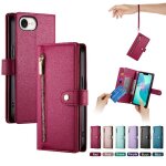 Flip etui pour iphone se 2024 sangle de poignet compartiment portefeuille b�quille fentes multifonctionnelles ...