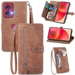 Flip etui pour motorola edge 50 fusion fermeture eclair style affaires multi - couleur portefeuille fente ...