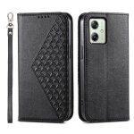 Flip etui pour motorola moto g54 utilisation quotidienne sangle a main forme de rhombus portefeuille ...