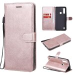 Flip etui pour motorola moto g8 power lite couleur solide classique cuir de haute qualit� avec fente ...