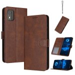 Flip etui pour nokia c02 bicelle avec fente pour carte avec boucle cuir pu couleur pure - le brun