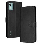 Flip etui pour nokia c12 cuir pu bicelle avec boucle couleur pure avec fente pour carte - noir