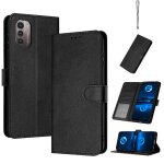 Flip etui pour nokia g21 avec boucle couleur pure cuir pu avec fente pour carte bicelle - noir
