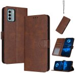 Flip etui pour nokia g42 cuir pu avec boucle avec fente pour carte bicelle couleur pure - le brun