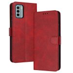 Flip etui pour nokia g42 cuir pu avec boucle avec fente pour carte bicelle couleur pure - rouge