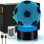 Football veilleuse, cadeau foot garcon fille, 3d illusion optique intelligent led football lampe de chevet ...