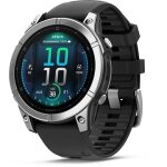 Garmin f�nix e - 47mm - acier silver avec bracelet silicone graphite argent�