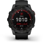 Garmin fenix 7 solar - 47 mm - gris ardoise - montre de sport avec bracelet - silicone - noir - taille ...