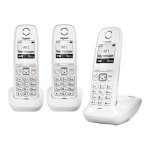 Gigaset as405 trio - t�l�phone sans fil avec id d'appelant - dectgap - blanc + 2 combin�s suppl�mentaires ...