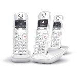 Gigaset as690 trio - t?l?phone sans fil avec id d'appelant - eco dectgap - blanc + 2 combin?s suppl?mentaires ...