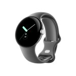 Google pixel watch - argent poli - montre connect�e avec bracelet - fluoro�lastom�re - charbon de bois ...