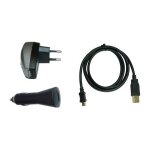 Gps 4en1 set: chargeur voiture (12v, 24v) + secteur (220v) + cable usb de synchronisation pour garmin ...