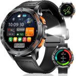 Gps montre connect��e hommes, appels bluetooth, lampe torche led, 1, 43  amoled smartwatch avec 100 + ...