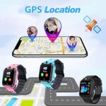 Gps montre connect�e enfant, montre gps enfant gar�ons filles avec appel vid�o chat familial sos t�l�phone ...