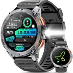 Gps montre connect�e homme, 1. 43  amoled smartwatch avec appels bluetooth / led flashlight / 170 modes ...