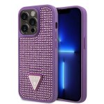 Guess coque strass triangle m�tal logo iphone 15 pro violet
