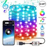 Guirlande lumineuse féerique en fil de cuivre, 10m 20m, contrôle par application bluetooth, pour noël, ... Guirlande lumineuse féerique en fil de cuivre, 10m 20m, contrôle par application bluetooth, pour noël, ...