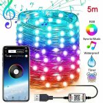 Guirlande lumineuse led etanche, compatible bluetooth, contrle par application usb, eclairage d'extrieur, ...