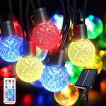 Guirlande lumineuse rgb solaire intelligente 9 + 2m exterieure avec 25 g40 rgb led ampoules, impermable ...